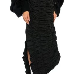 ENCORE SCRUNCHED SLIT MAXI SKIRT -helmut shop encore scrunched slit maxi skirt black 2 2