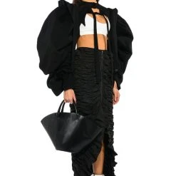 ENCORE SCRUNCHED SLIT MAXI SKIRT -helmut shop encore scrunched slit maxi skirt black 4 4