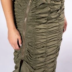 ENCORE SCRUNCHED SLIT MAXI SKIRT -helmut shop encore scrunched slit maxi skirt olive 9 9