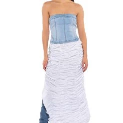 ENCORE SCRUNCHED SLIT MAXI SKIRT 11 ENCORE SCRUNCHED SLIT MAXI SKIRT -helmut shop encore scrunched slit maxi skirt white 2 2