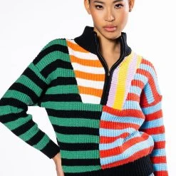 ENJOY TODAY QUARTER ZIP SWEATER -helmut shop enjoy today quarter zip sweater black multi 2 2