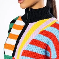 ENJOY TODAY QUARTER ZIP SWEATER -helmut shop enjoy today quarter zip sweater black multi 8 8