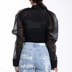 ENVIOUS CUTOUT LONG SLEEVE CORSET BLOUSE -helmut shop envious cutout long sleeve corset blouse black 5 5