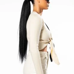 ENVY ME COLORBLOCKED TIE FRONT SWEATER -helmut shop envy me colorblocked tie front sweater black multi 5 5