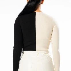 ENVY ME COLORBLOCKED TIE FRONT SWEATER -helmut shop envy me colorblocked tie front sweater black multi 6 6