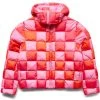 ERL GRADIENT CHECKED HOODED PUFFER COAT -helmut shop erlGRADIENTCHECKERHOODEDPUFFERCOATWOVENPINKMERL05C002 1