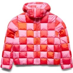 ERL GRADIENT CHECKED HOODED PUFFER COAT