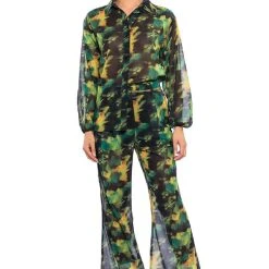 ESCAPE THE ORDINARY PRINTED BUTTON DOWN BLOUSE -helmut shop escape the ordinary printed button down blouse green multi 4 4