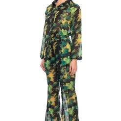 ESCAPE THE ORDINARY PRINTED BUTTON DOWN BLOUSE -helmut shop escape the ordinary printed button down blouse green multi 5 5