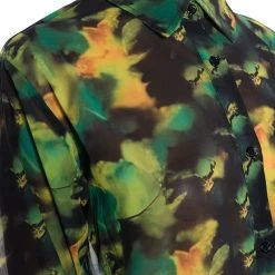 ESCAPE THE ORDINARY PRINTED BUTTON DOWN BLOUSE -helmut shop escape the ordinary printed button down blouse green multi 8 8