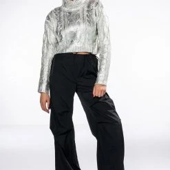 ESME SILVER METALLIC SWEATER -helmut shop esme silver metallic sweater silver 2 2