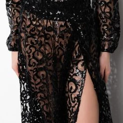 ESTELLE SEQUIN MAXI SKIRT -helmut shop estelle sequin maxi skirt black 6 6