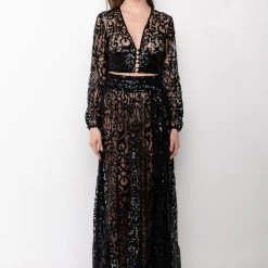 ESTELLE SEQUIN MAXI SKIRT -helmut shop estelle sequin maxi skirt black 7 7