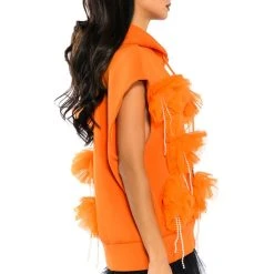 EUPHORIC EMBELLISHED SLEEVELESS SWEATSHIRT -helmut shop euphoric embellished sleeveless sweatshirt orange 5 5