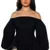 EVELYN OFF THE SHOULDER POPLIN BLOUSE -helmut shop evelyn off the shoulder poplin blouse black 1 1