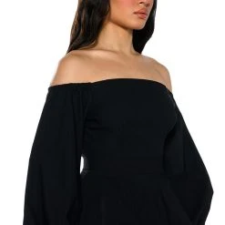 EVELYN OFF THE SHOULDER POPLIN BLOUSE -helmut shop evelyn off the shoulder poplin blouse black 2 2