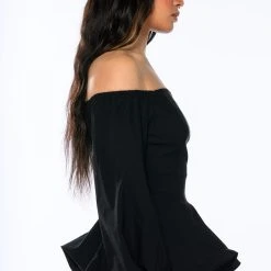 EVELYN OFF THE SHOULDER POPLIN BLOUSE -helmut shop evelyn off the shoulder poplin blouse black 4 4