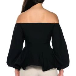 EVELYN OFF THE SHOULDER POPLIN BLOUSE -helmut shop evelyn off the shoulder poplin blouse black 5 5