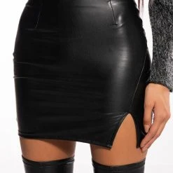 EVERYBODY BUT ME VEGAN LEATHER MINI SKIRT WITH 4 WAY STRETCH -helmut shop everybody but me vegan leather mini skirt black 2 2