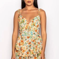 EVERYTHING AND MORE FLORAL ROMPER -helmut shop everything and more floral romper yellow multi 3 3