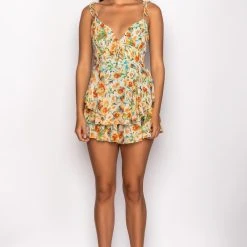 EVERYTHING AND MORE FLORAL ROMPER -helmut shop everything and more floral romper yellow multi 7 7