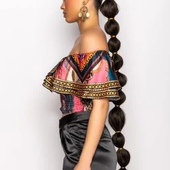 EXCUSE ME OFF THE SHOULDERS BLOUSE -helmut shop excuse me off the shoulders blouse pink multi 5 5