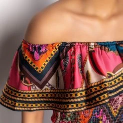 EXCUSE ME OFF THE SHOULDERS BLOUSE -helmut shop excuse me off the shoulders blouse pink multi 7 7