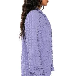 EXISTING LOUDLY TEXTURED BUTTON DOWN TOP -helmut shop existing loudly textured button down top purple 6 6