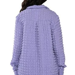 EXISTING LOUDLY TEXTURED BUTTON DOWN TOP -helmut shop existing loudly textured button down top purple 7 7