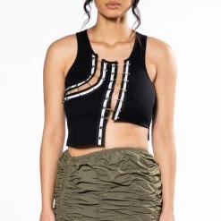 EXPENSIVE TASTE PIN DETAIL TOP -helmut shop expensive taste pin detail top black 4 4