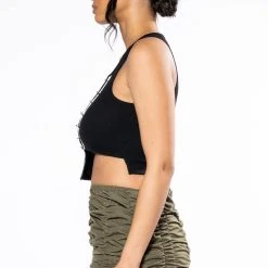 EXPENSIVE TASTE PIN DETAIL TOP -helmut shop expensive taste pin detail top black 5 5