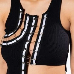 EXPENSIVE TASTE PIN DETAIL TOP -helmut shop expensive taste pin detail top black 8 8