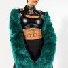 EYE OF THE BEHOLDER FAUX FUR LONG SLEEVE CROP TOP -helmut shop eye of the beholder faux fur long sleeve crop top green multi 1 1