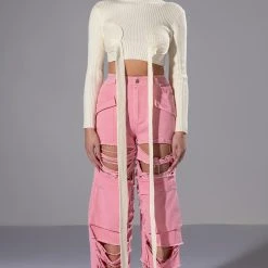 EYES UP HERE WRAP DETAIL LONG SLEEVE SWEATER -helmut shop eyes up here wrap detail long sleeve sweater white 2 2