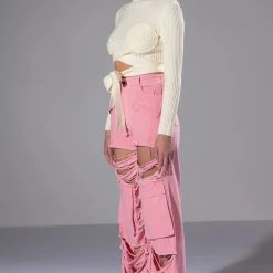 EYES UP HERE WRAP DETAIL LONG SLEEVE SWEATER -helmut shop eyes up here wrap detail long sleeve sweater white 4 4