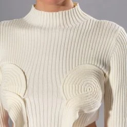 EYES UP HERE WRAP DETAIL LONG SLEEVE SWEATER -helmut shop eyes up here wrap detail long sleeve sweater white 7 7