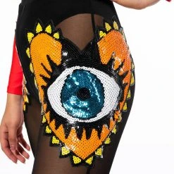 EYES WIDE SHUT SEQUIN MESH LEGGING -helmut shop eyes wide shut sequin mesh legging black multi 10 10