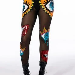 EYES WIDE SHUT SEQUIN MESH LEGGING -helmut shop eyes wide shut sequin mesh legging black multi 6 6