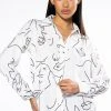 FACES BUTTON DOWN BLOUSE -helmut shop faces button down blouse white black 1 1