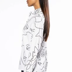 FACES BUTTON DOWN BLOUSE -helmut shop faces button down blouse white black 6 6