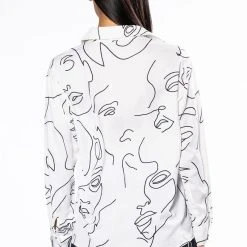 FACES BUTTON DOWN BLOUSE -helmut shop faces button down blouse white black 7 7