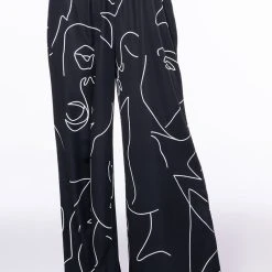 FACES WIDE LEG PANT -helmut shop faces wide leg pant black white 4 4