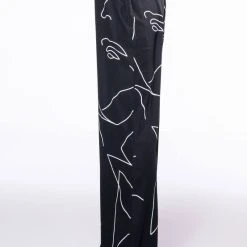 FACES WIDE LEG PANT -helmut shop faces wide leg pant black white 5 5