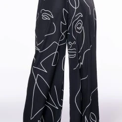 FACES WIDE LEG PANT -helmut shop faces wide leg pant black white 6 6
