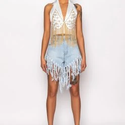 FANTASY DRIP LINK BRA BODY CHAIN -helmut shop fantasy drip link bra body chain gold clear 7 7