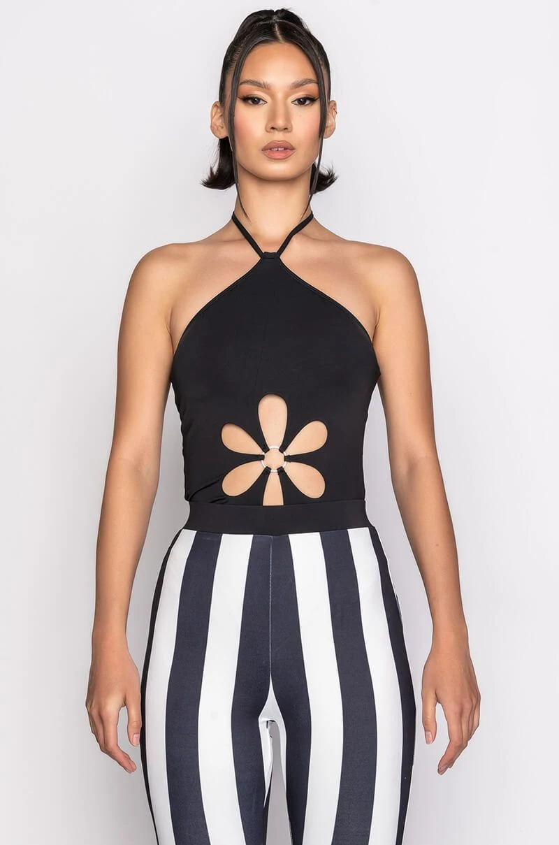 FAR OUT FLORAL CUT OUT HALTER BODYSUIT 5 FAR OUT FLORAL CUT OUT HALTER BODYSUIT - Image 3