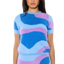 FAR OUT KNIT HOT PANTS -helmut shop far out knit hot pants blue multi 2 2