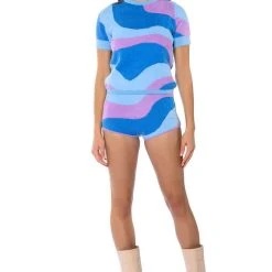 FAR OUT SHORT SLEEVE SWEATER -helmut shop far out short sleeve sweater blue multi 5 5