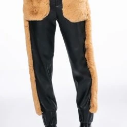 FASHION AND COZY FAUX LEATHER WITH FUR JOGGERS -helmut shop fashion and cozy faux leather with fur joggers black 4 4