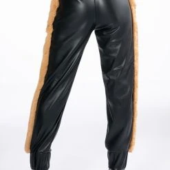 FASHION AND COZY FAUX LEATHER WITH FUR JOGGERS -helmut shop fashion and cozy faux leather with fur joggers black 6 6